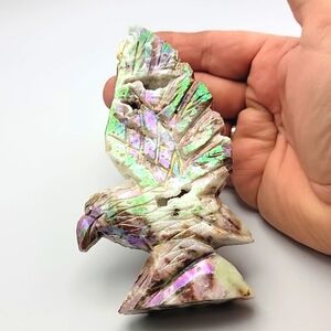 320g Aura Sphalerite Eagle Natural Gemstone Crystal Druzy Handmade Figurine